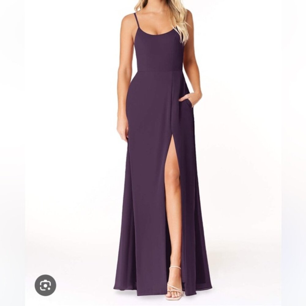 Azazie Moira Dress Chiffon Plum Size A14